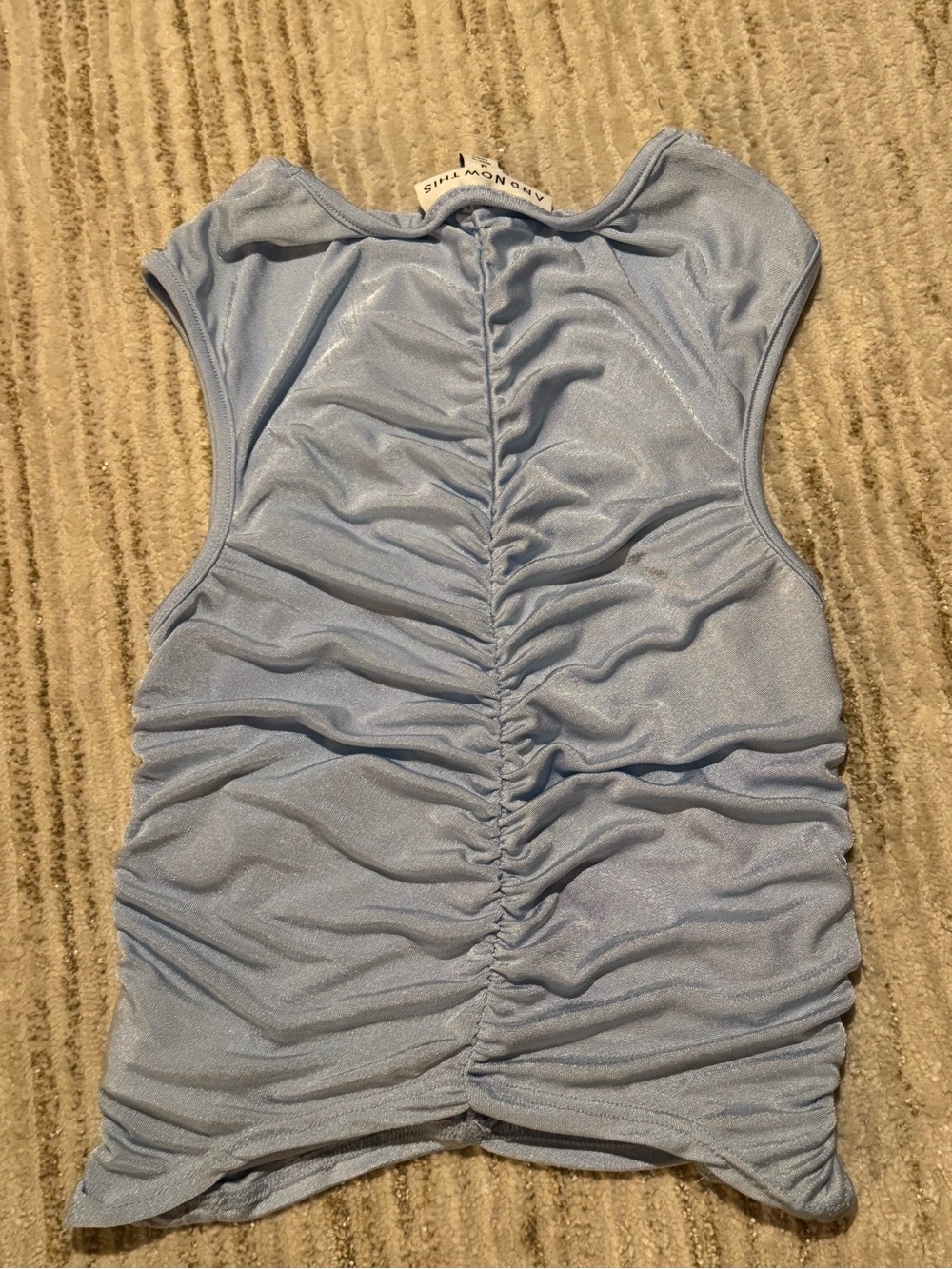 Light Blue Ruched Tank Top - Picture 2 of 4
